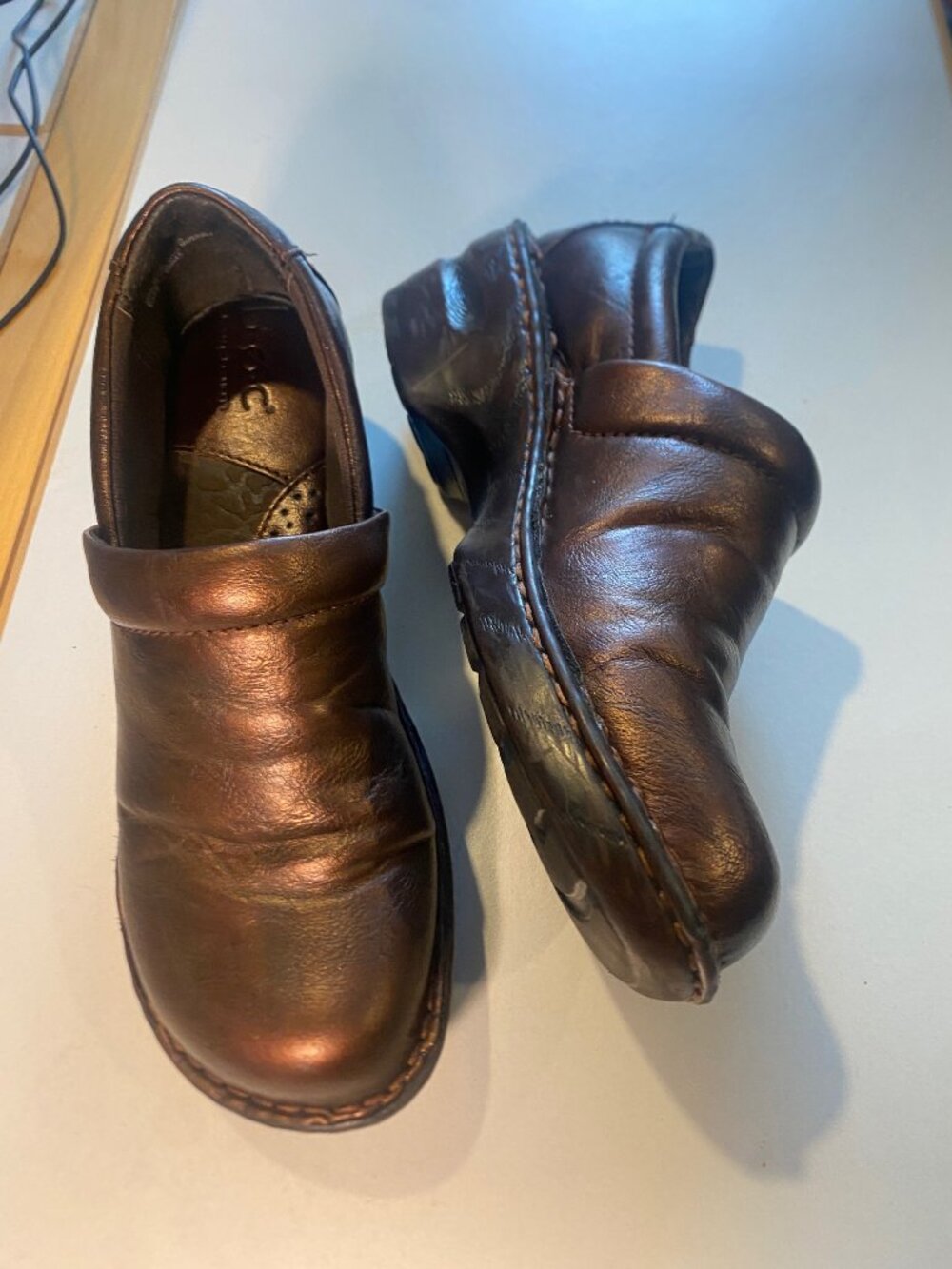 BOC Born Concepts - Size 8M - Womens Peggy Copper Slip On Metallic Wedge Clog